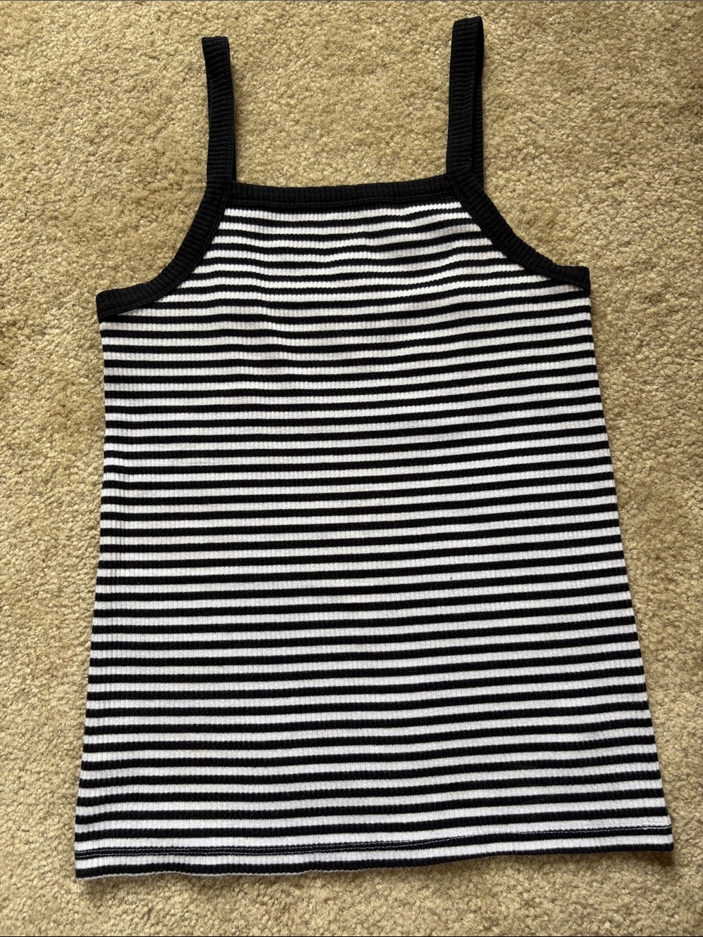 Old Navy Black and White Striped Ribbed Tank